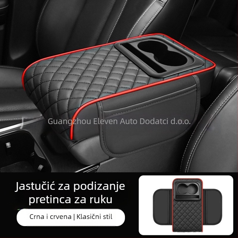 Univerzalna podloga za nadogradnju kutije naslona za ruku, središnji naslon za lakat, držač čaša i pretinac za pohranu; ABS materijal; Eleven; prilagodljivo