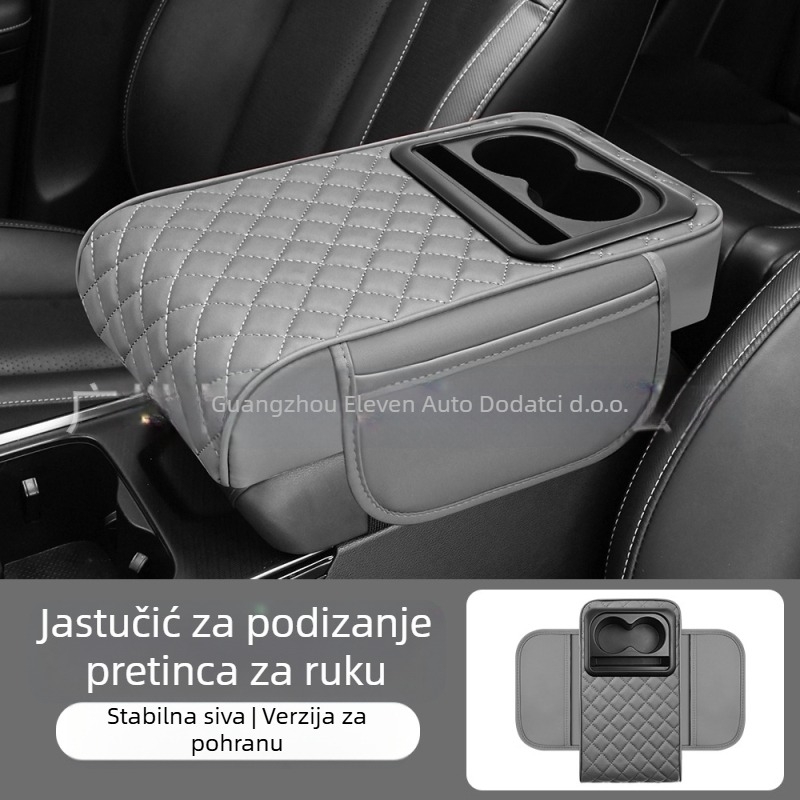 Univerzalna podloga za nadogradnju kutije naslona za ruku, središnji naslon za lakat, držač čaša i pretinac za pohranu; ABS materijal; Eleven; prilagodljivo