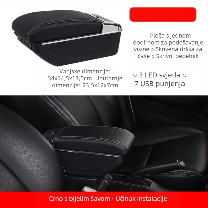 Univerzalni kut za naslon automobila – središnji, pretinac tipa kartice, podesiva širina, plastika, 3,0 kg, prilagodljivo