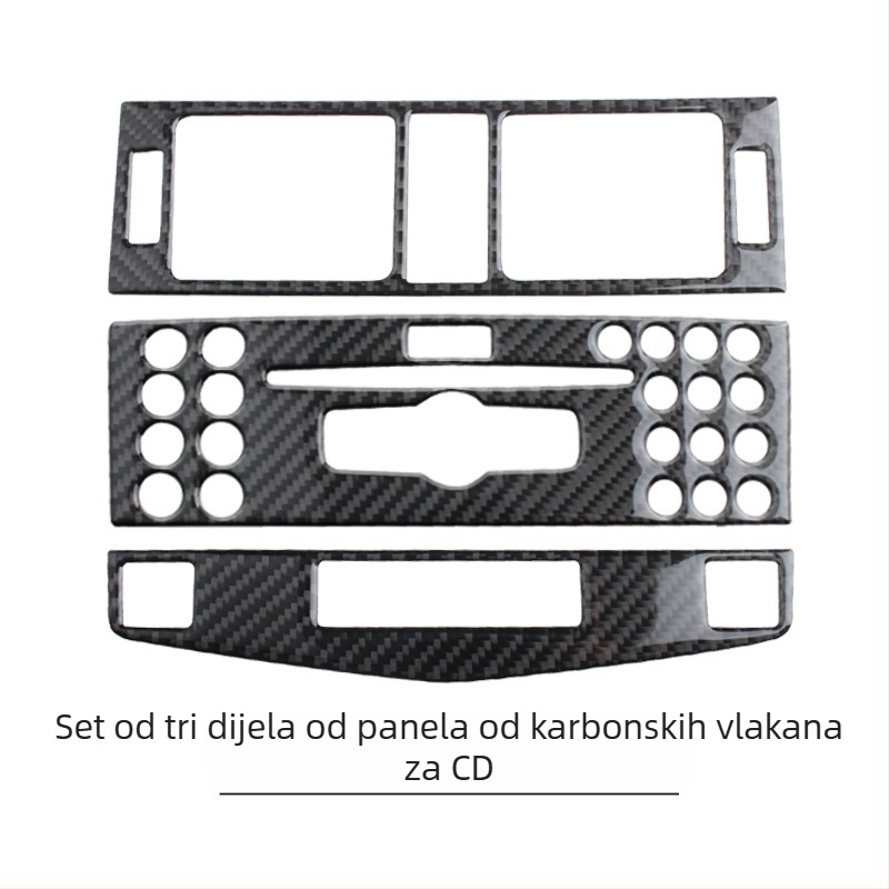 Panel središnje konzole CD od pravih karbonskih vlakana za Mercedes-Benz W204 C-Class (2007–2010), prilagodljiv s logom, proizvedeno u Guangzhou