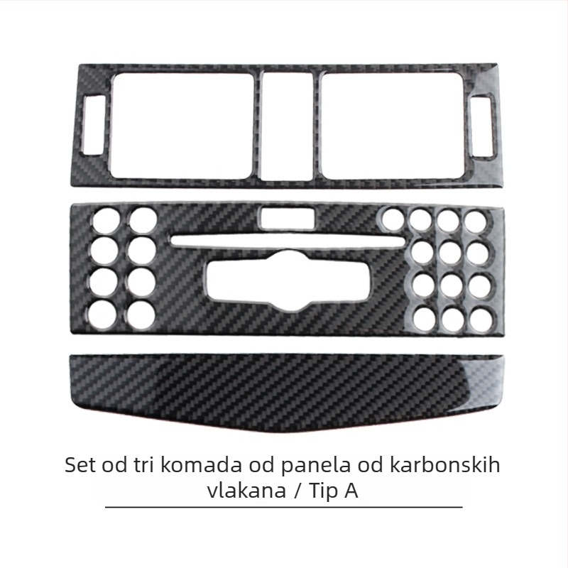 Panel središnje konzole CD od pravih karbonskih vlakana za Mercedes-Benz W204 C-Class (2007–2010), prilagodljiv s logom, proizvedeno u Guangzhou