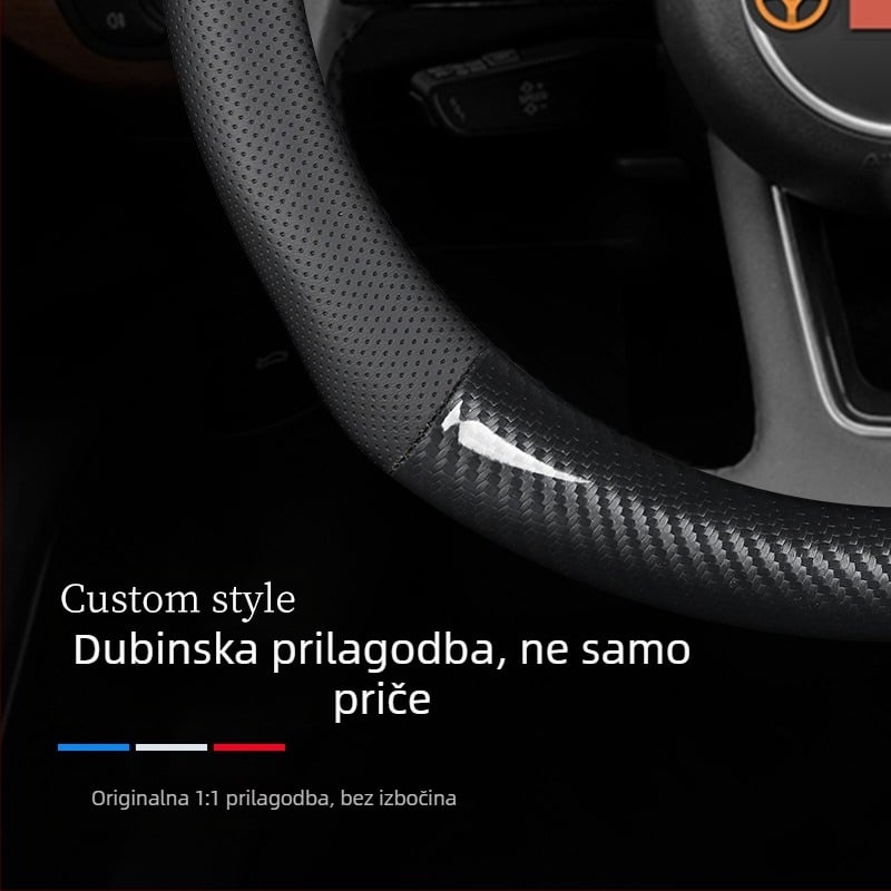 Navlaka za volan od prave kože, sportski stil, univerzalna za četiri sezone, ugradnja za poseban automobil