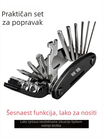 16-u-1 alat za popravak bicikla, sklopiva metalna konstrukcija