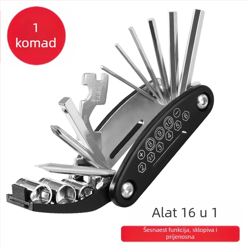 16-u-1 alat za popravak bicikla, sklopiva metalna konstrukcija
