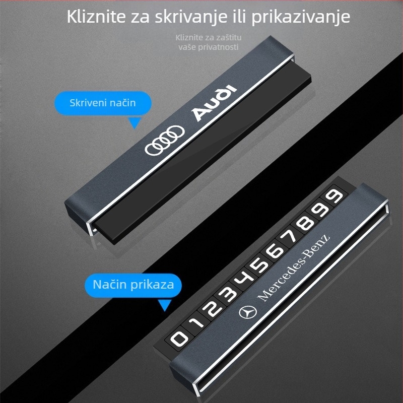 Metalni ukras privremenog parkirnog broja za unutrašnjost automobila