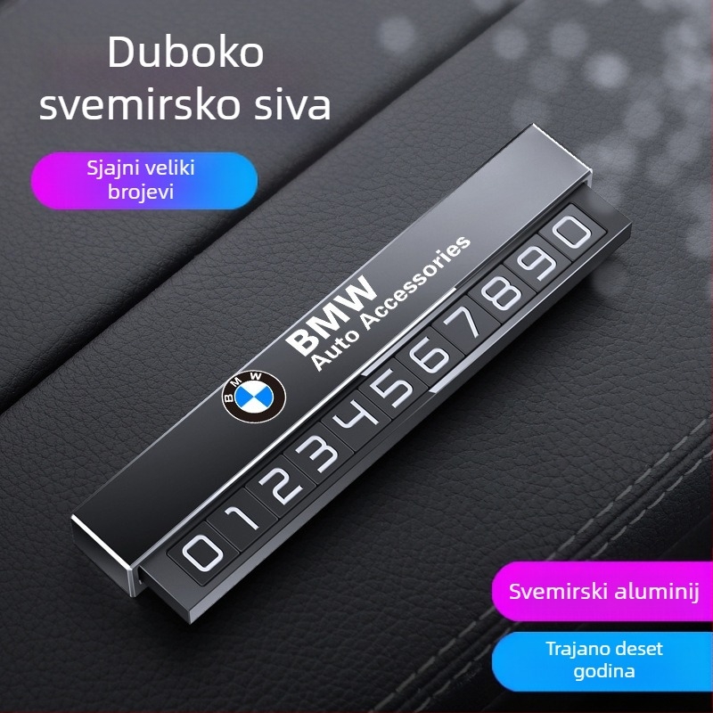 Metalni ukras privremenog parkirnog broja za unutrašnjost automobila