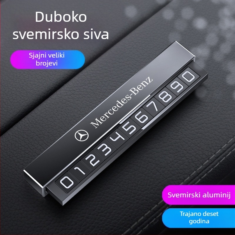 Metalni ukras privremenog parkirnog broja za unutrašnjost automobila