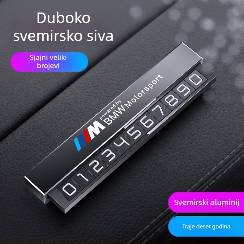 Metalni ukras privremenog parkirnog broja za unutrašnjost automobila