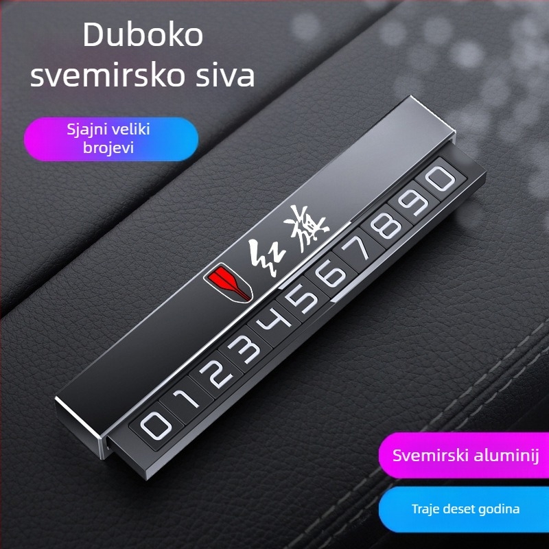 Metalni ukras privremenog parkirnog broja za unutrašnjost automobila