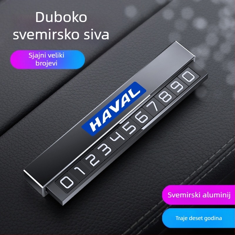 Metalni ukras privremenog parkirnog broja za unutrašnjost automobila