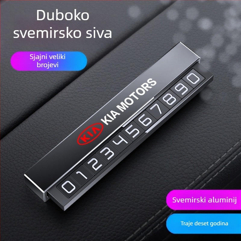 Metalni ukras privremenog parkirnog broja za unutrašnjost automobila