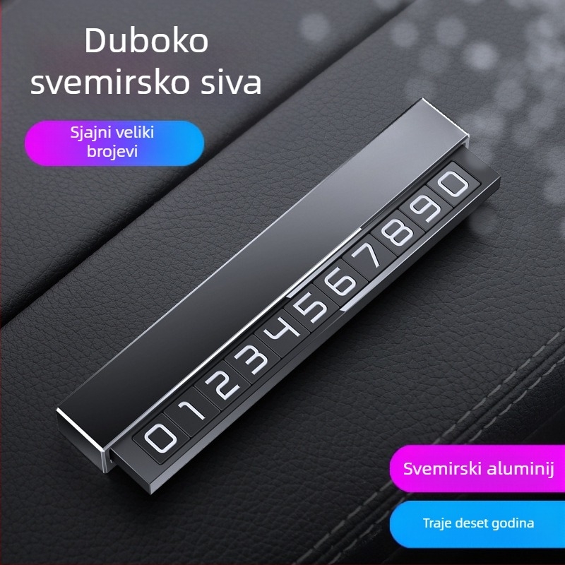 Metalni ukras privremenog parkirnog broja za unutrašnjost automobila