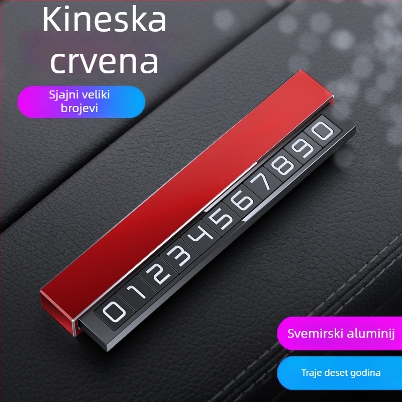 Metalni ukras privremenog parkirnog broja za unutrašnjost automobila