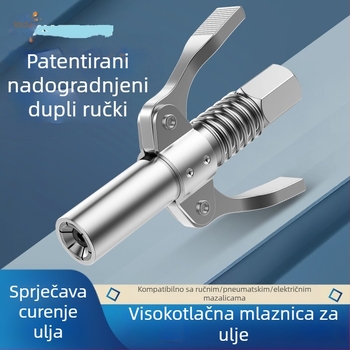 Glava mlaznice za maslac pištolju s zaključavajućim stezalom i visokotlačnom mazivom, model 981, čelična konstrukcija, radni tlak 21, kapacitet cijevi 1, neto težina 128 g