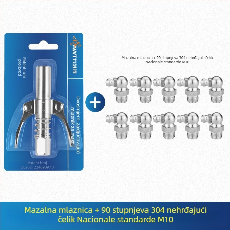 Glava mlaznice za maslac pištolju s zaključavajućim stezalom i visokotlačnom mazivom, model 981, čelična konstrukcija, radni tlak 21, kapacitet cijevi 1, neto težina 128 g