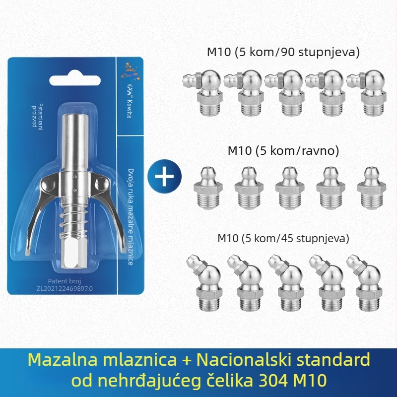 Glava mlaznice za maslac pištolju s zaključavajućim stezalom i visokotlačnom mazivom, model 981, čelična konstrukcija, radni tlak 21, kapacitet cijevi 1, neto težina 128 g