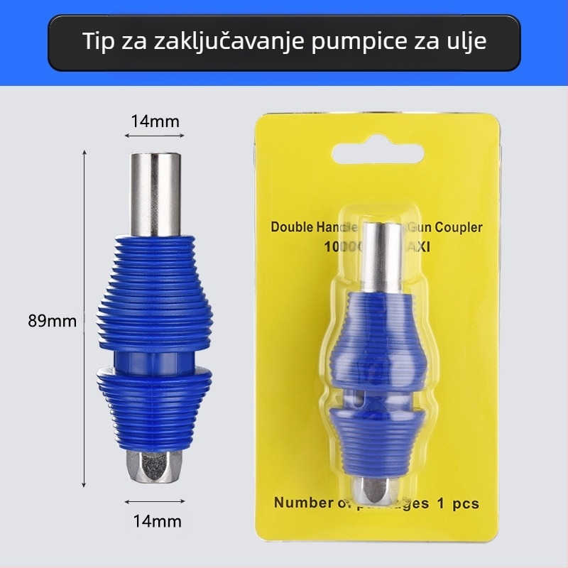 Mlaznica za mazivo s zaključnim steznom, visokotlačna, nehrđajući čelik, 17000 psi, ručni pneumatski dodatak za pištolj za mazivo