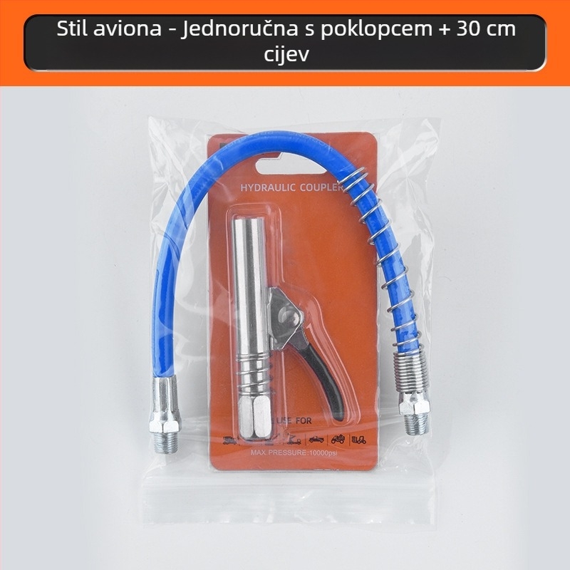Mlaznica za mazivo s zaključnim steznom, visokotlačna, nehrđajući čelik, 17000 psi, ručni pneumatski dodatak za pištolj za mazivo