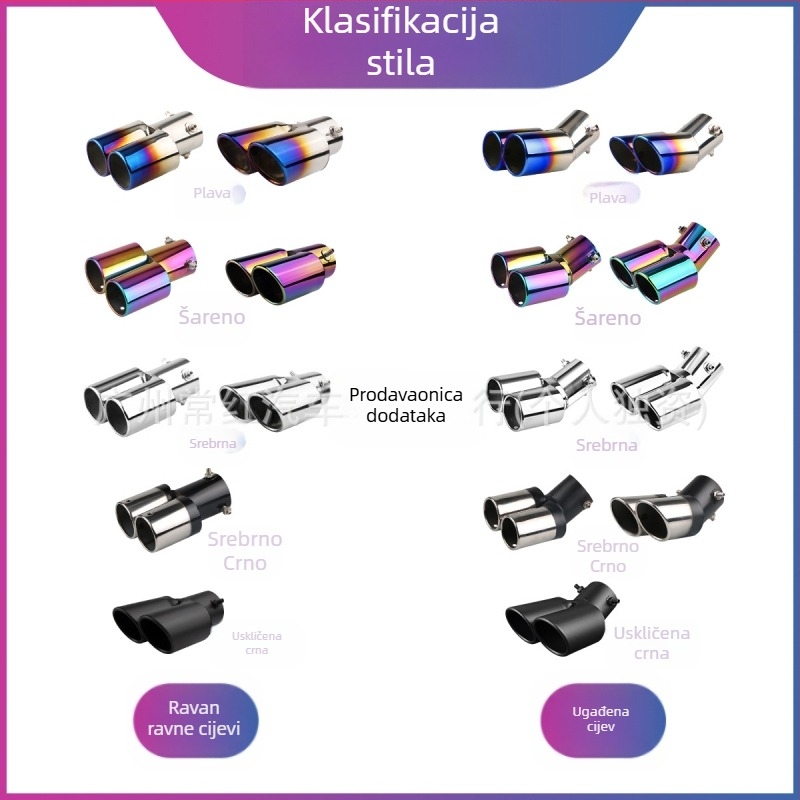 Automobilska ispušna cijev s tlmičem, univerzalna, nehrđajući čelik, zadnji dio, pričvršćivanje vijcima, pogodno za opće modele