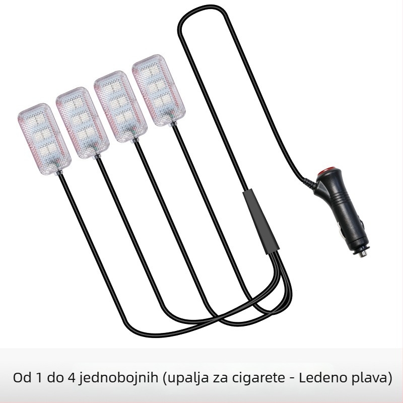 Unutarnje LED ambijentalno osvjetljenje automobila, USB napajanje, 12V, 15W, model Square Foot Light, univerzalna kompatibilnost
