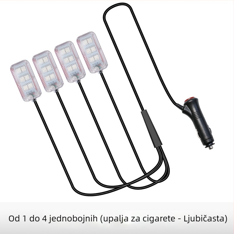 Unutarnje LED ambijentalno osvjetljenje automobila, USB napajanje, 12V, 15W, model Square Foot Light, univerzalna kompatibilnost