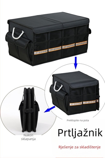 Kutija za prtljažnik automobila, sklopiva, od Oxford tkanine, kapacitet 36L/66L, plug-in montaža