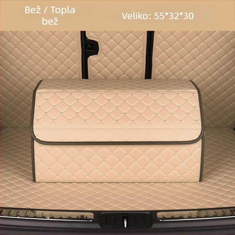 Sklopiva kožna kutija za auto za pohranu, sa šavanim uzorkom srca, 29–63 L, otisnut logo