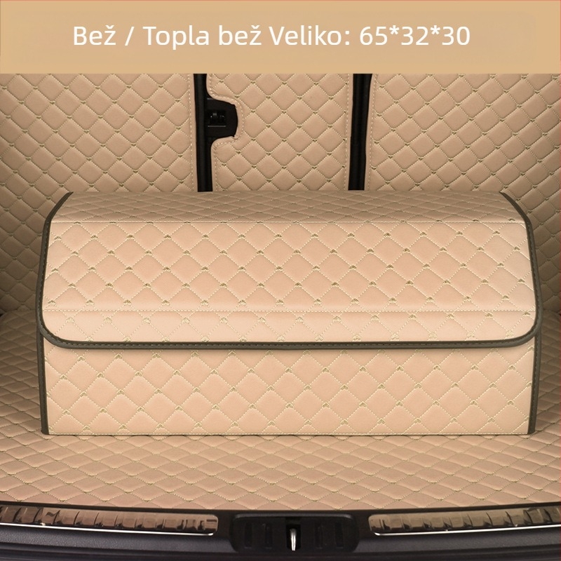 Sklopiva kožna kutija za auto za pohranu, sa šavanim uzorkom srca, 29–63 L, otisnut logo