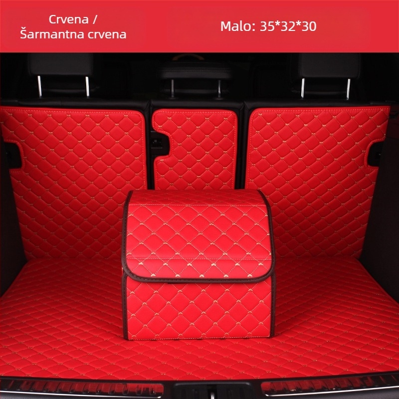 Sklopiva kožna kutija za auto za pohranu, sa šavanim uzorkom srca, 29–63 L, otisnut logo