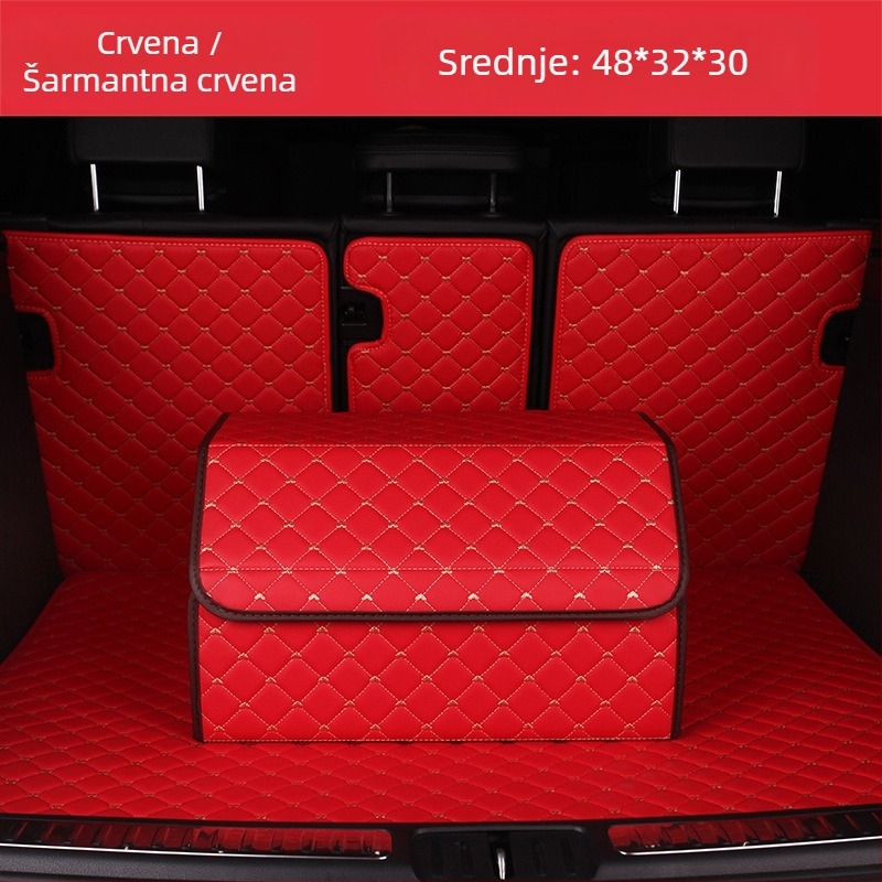 Sklopiva kožna kutija za auto za pohranu, sa šavanim uzorkom srca, 29–63 L, otisnut logo