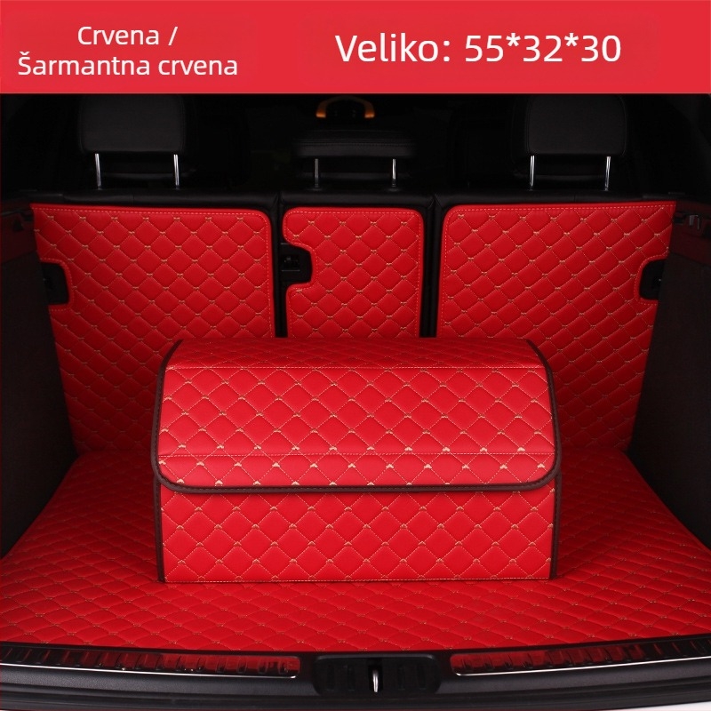 Sklopiva kožna kutija za auto za pohranu, sa šavanim uzorkom srca, 29–63 L, otisnut logo