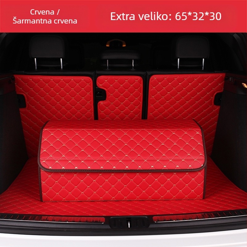 Sklopiva kožna kutija za auto za pohranu, sa šavanim uzorkom srca, 29–63 L, otisnut logo