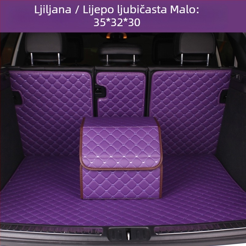 Sklopiva kožna kutija za auto za pohranu, sa šavanim uzorkom srca, 29–63 L, otisnut logo