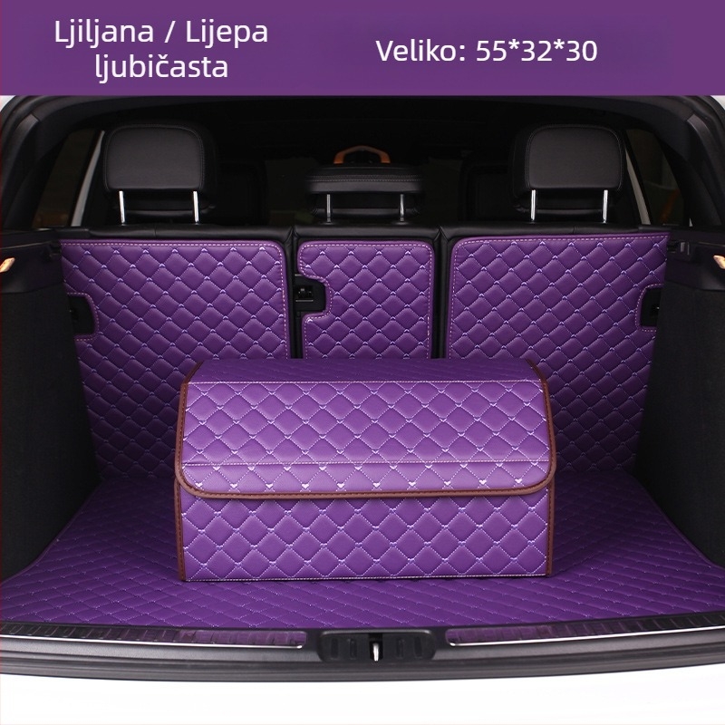 Sklopiva kožna kutija za auto za pohranu, sa šavanim uzorkom srca, 29–63 L, otisnut logo