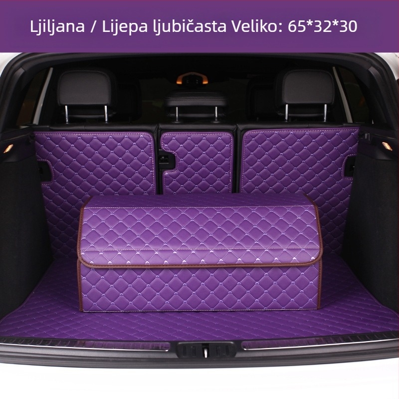 Sklopiva kožna kutija za auto za pohranu, sa šavanim uzorkom srca, 29–63 L, otisnut logo