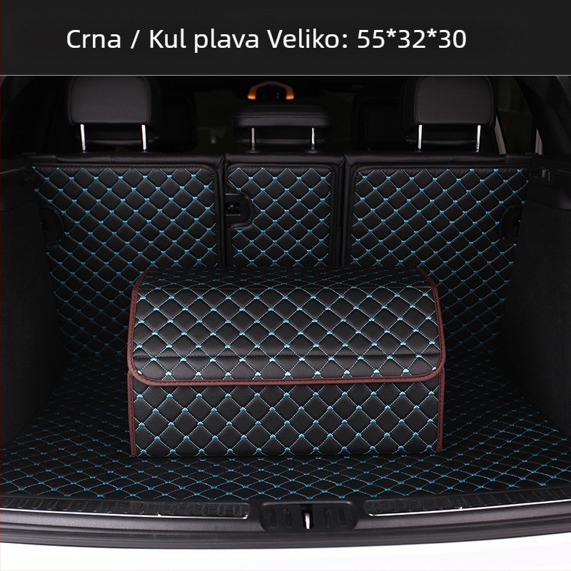 Sklopiva kožna kutija za auto za pohranu, sa šavanim uzorkom srca, 29–63 L, otisnut logo