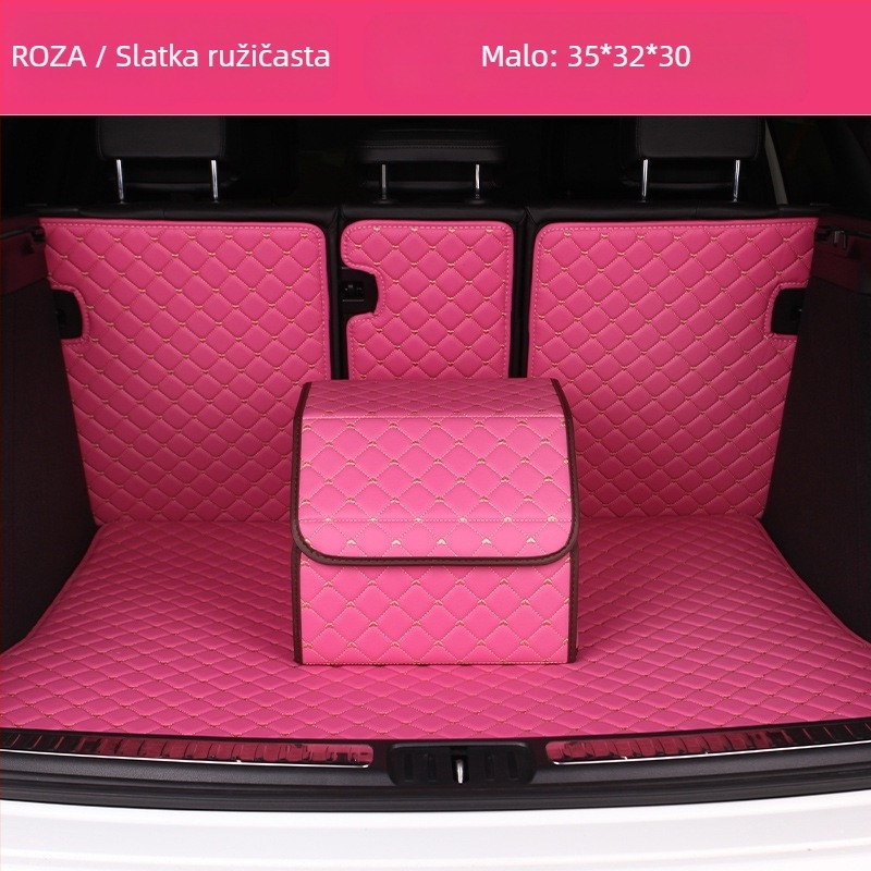 Sklopiva kožna kutija za auto za pohranu, sa šavanim uzorkom srca, 29–63 L, otisnut logo