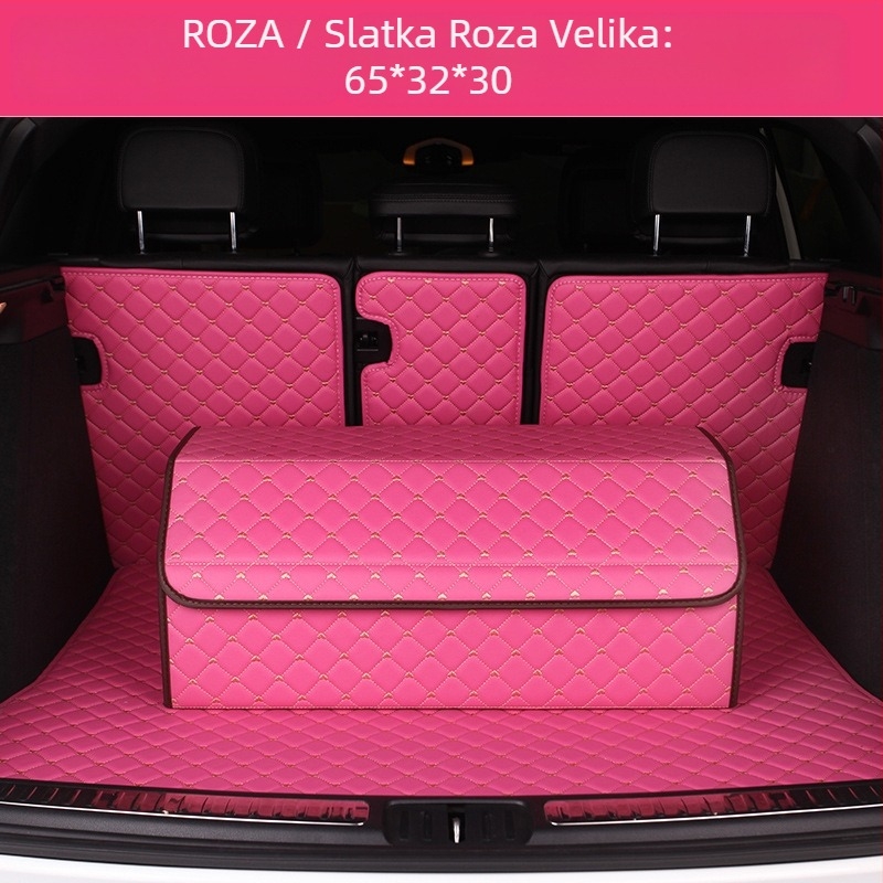 Sklopiva kožna kutija za auto za pohranu, sa šavanim uzorkom srca, 29–63 L, otisnut logo