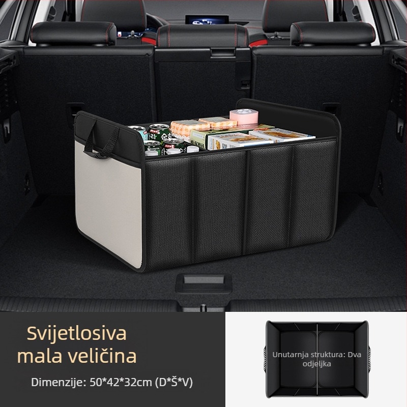 Kutija za pohranu u prtljažniku, sklopiva, vodootporna i izolirana, s ručkom (Zapremina 50 L, Univerzalna kompatibilnost, Mogućnost tiskanja logotipa)