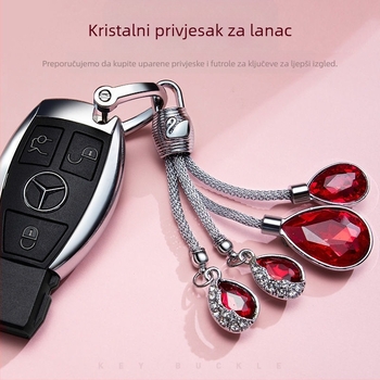 Kljucni lanac za automobil s kristalnim privjeskom u obliku labuda, metal, sladak stil, dodatak za unutrašnjost vozila