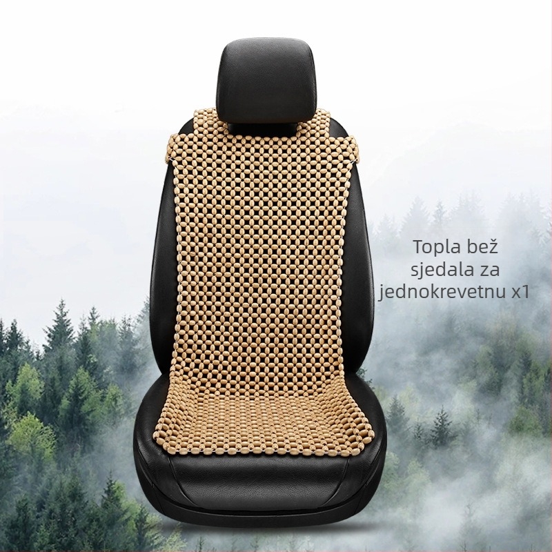 Auto jastuk za sjedalo s drvenim perlicama — trodjelni set, punilo od drveta, marka 007