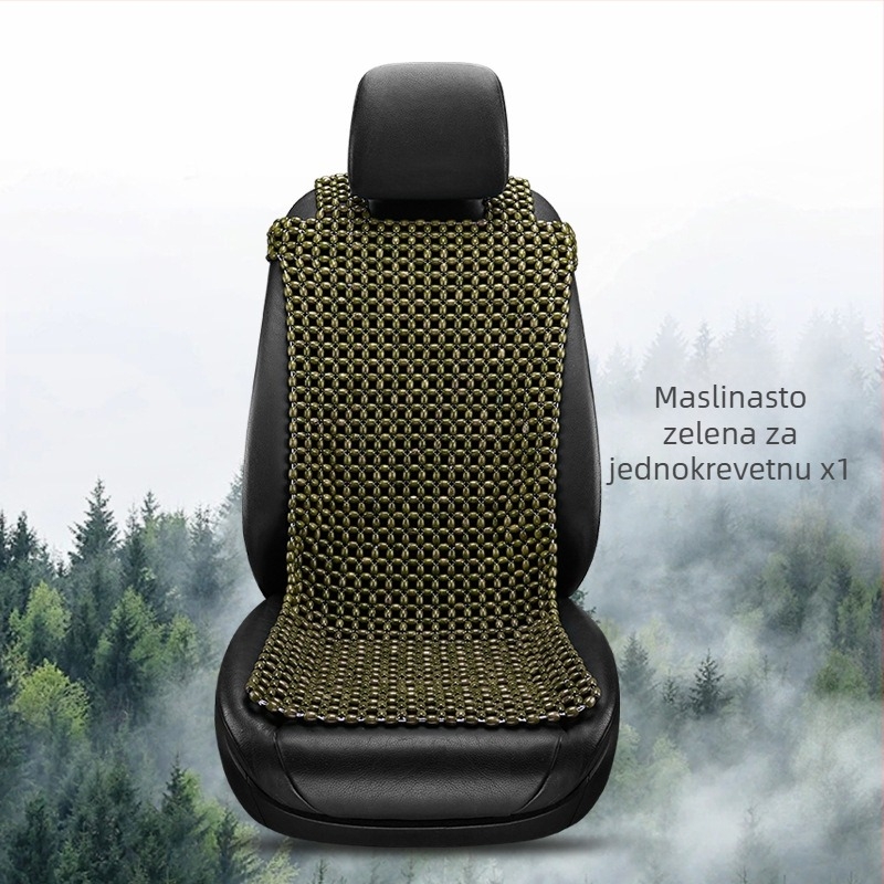 Auto jastuk za sjedalo s drvenim perlicama — trodjelni set, punilo od drveta, marka 007