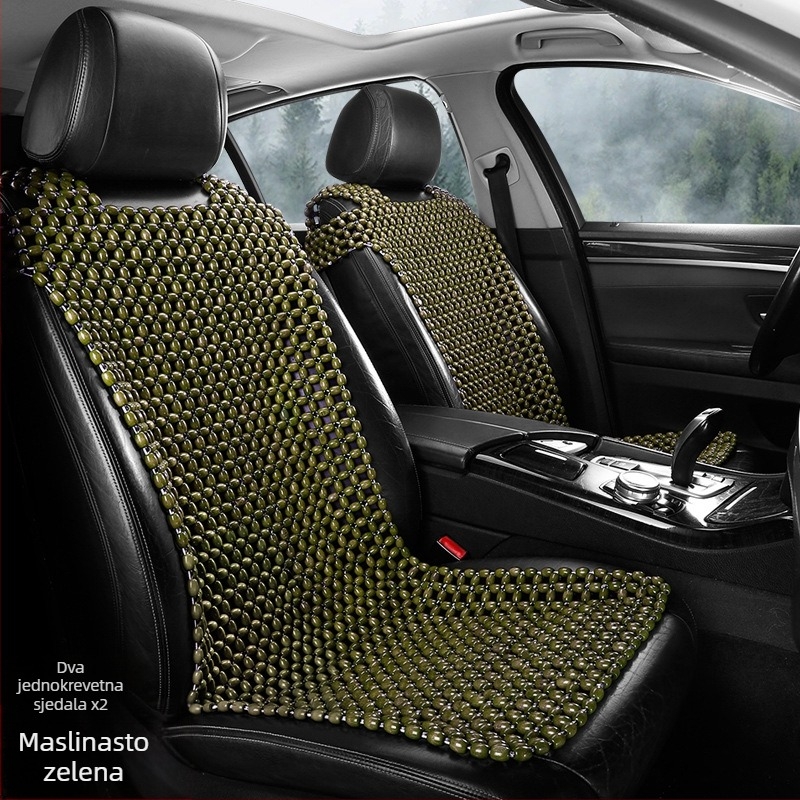 Auto jastuk za sjedalo s drvenim perlicama — trodjelni set, punilo od drveta, marka 007