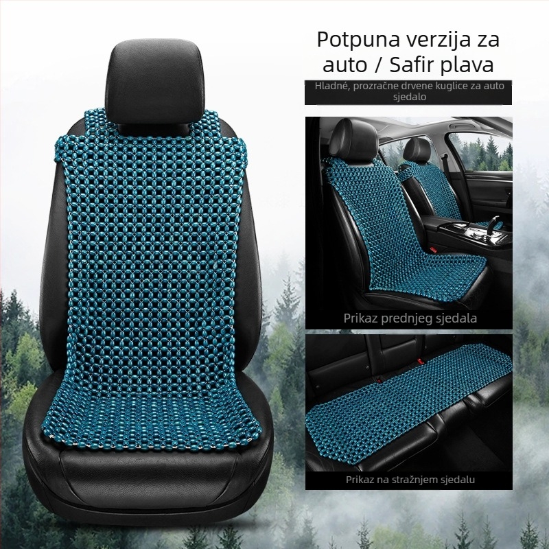 Auto jastuk za sjedalo s drvenim perlicama — trodjelni set, punilo od drveta, marka 007
