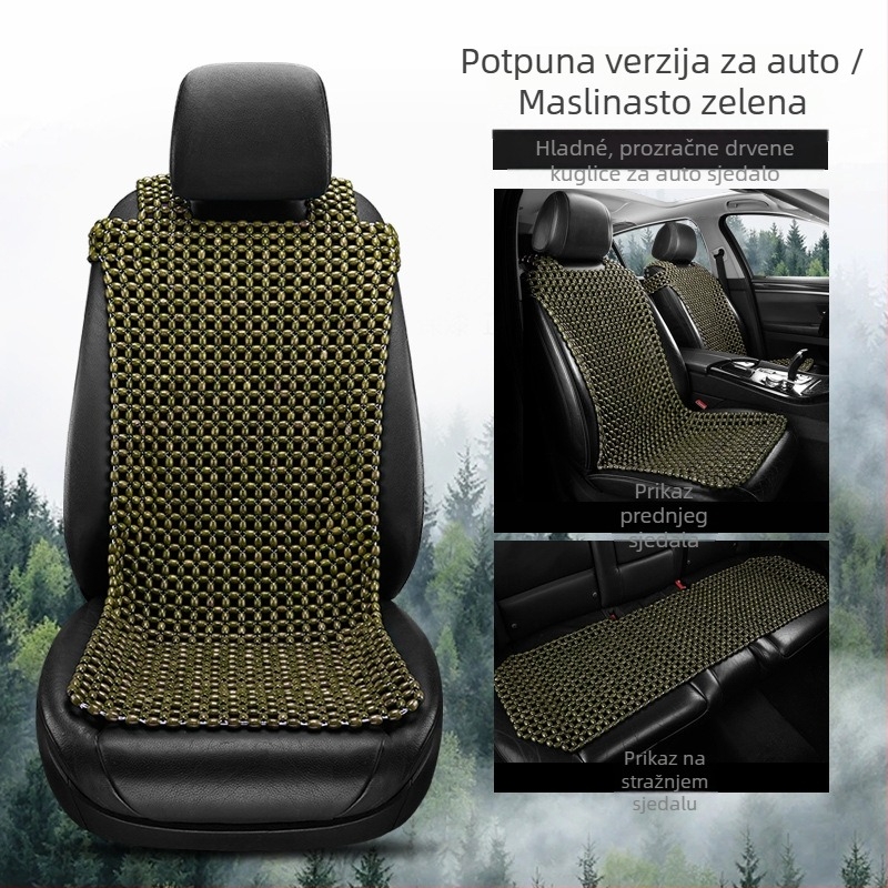 Auto jastuk za sjedalo s drvenim perlicama — trodjelni set, punilo od drveta, marka 007