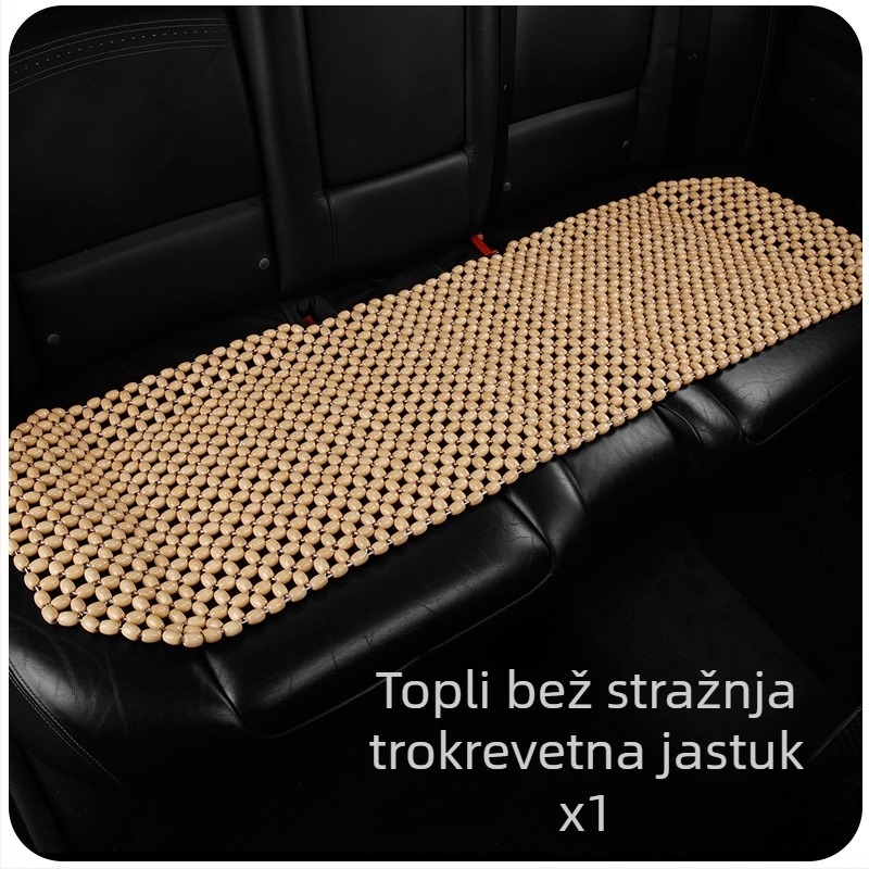 Auto jastuk za sjedalo s drvenim perlicama — trodjelni set, punilo od drveta, marka 007
