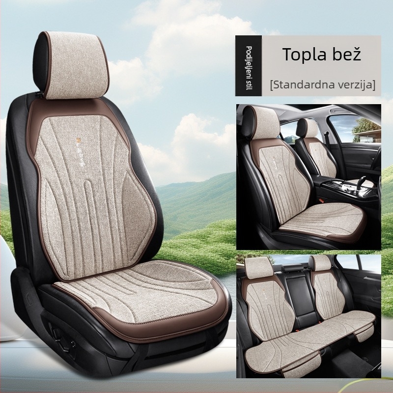Prozračna lanena podložka za auto sjedalo zimi, polupokriven jastučić za vozačko sjedalo, udobna