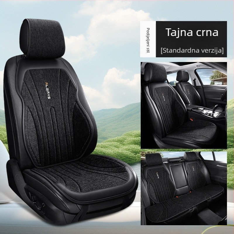 Prozračna lanena podložka za auto sjedalo zimi, polupokriven jastučić za vozačko sjedalo, udobna