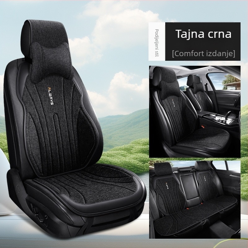 Prozračna lanena podložka za auto sjedalo zimi, polupokriven jastučić za vozačko sjedalo, udobna