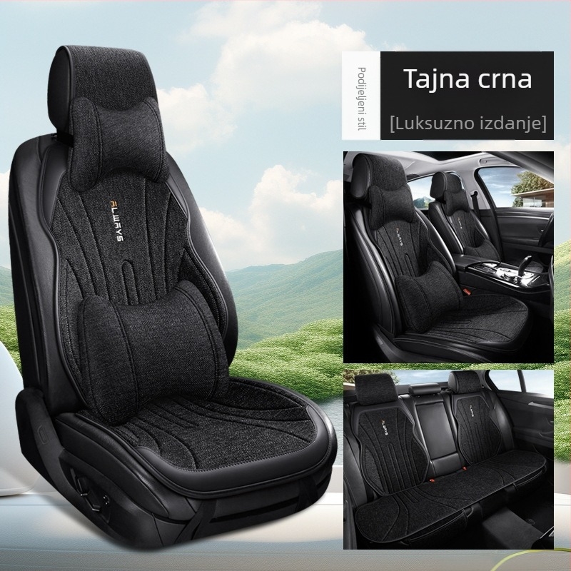 Prozračna lanena podložka za auto sjedalo zimi, polupokriven jastučić za vozačko sjedalo, udobna